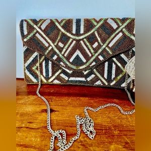Vintage front Seed Beads with Geometric Pattern crossbody bag